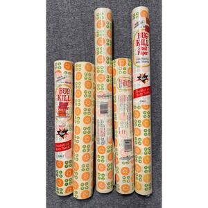 Vintage Bug Kill Shelf Paper by Rave Baygon Treated 5 Rolls Orange Green Floral